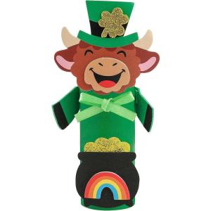 Fun Express 6 1/4″ St. Patrick’s Day Highland Cow Craft Tube Craft Kit – Makes 12