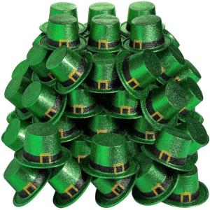 Fun Express Bulk Green Glitter Leprechaun Top Hats – 72 Hates – St Patrick’s Day Celebration Accessories