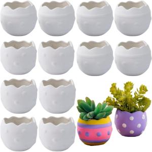 Fun Express DIY Easter Egg-Shaped Ceramic Planters – Creative Spring & Easter Décor for Personalized Gardening Projects Crafting Fun & Home Décor – Perfect for Kids Adults & Plant Lovers – 12 Pieces