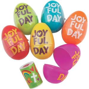 Fun Express Jumbo He Lives Prism Pre Filled Easter Eggs (Set of 24) Party Supplies