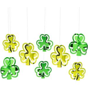 Fun Express Patrick’s Day Hanging Foil Shamrock Ceiling Decorations 10″ – 12″ 3D St – 8 Pc