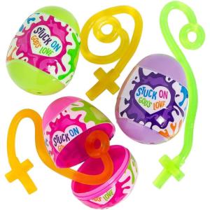 Fun Express, Prefilled Easter Eggs, Stuffed with Stuck on God’s Love GID Sticky Crosses, Glow in The Dark Easter Egg Hunt Party Supplies, 48 Pieces