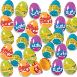Fun Express Religious Phrases Filled Easter Eggs for Easter Party Supplies Pre-Filled Party Favors Plastic Containers 24 Piece