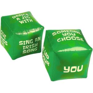 Green Vinyl Cube Inflatable Jumbo St. Patrick’s Day Dice Set – 12″ (Pack of 2) – Fun & Festive Party Game Accessory