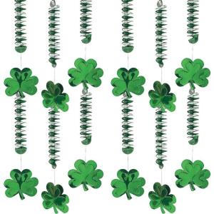 Shamrock Dangling Spirals (12pc) for St. Patrick’s Day by Fun Express – Party Decor – Hanging Decor – Spirals & Swirls – 12 Pieces
