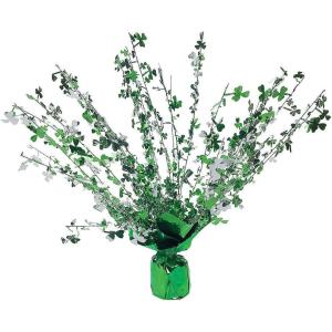 St Patrick’s Day Foil Burst Centerpiece Decoration – 15 inches tall – Shamrock Tabletop Party Decor