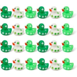 St Patrick’s Day Mini Shamrock Rubber Duckies, Ducks, 24 Pieces, Green, Irish Holiday Toys