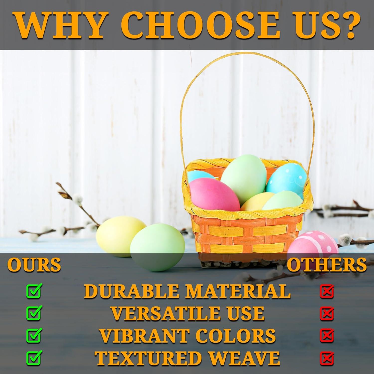 image:imageFun Express Easter Basket Bulk 12 Pack Small Square Bamboo Easter Baskets for Kids Colorful Decorative Mini Baskets for Easter Egg Hunt Classroom Parties amp Spring Celebrations 35x35x3 Inch