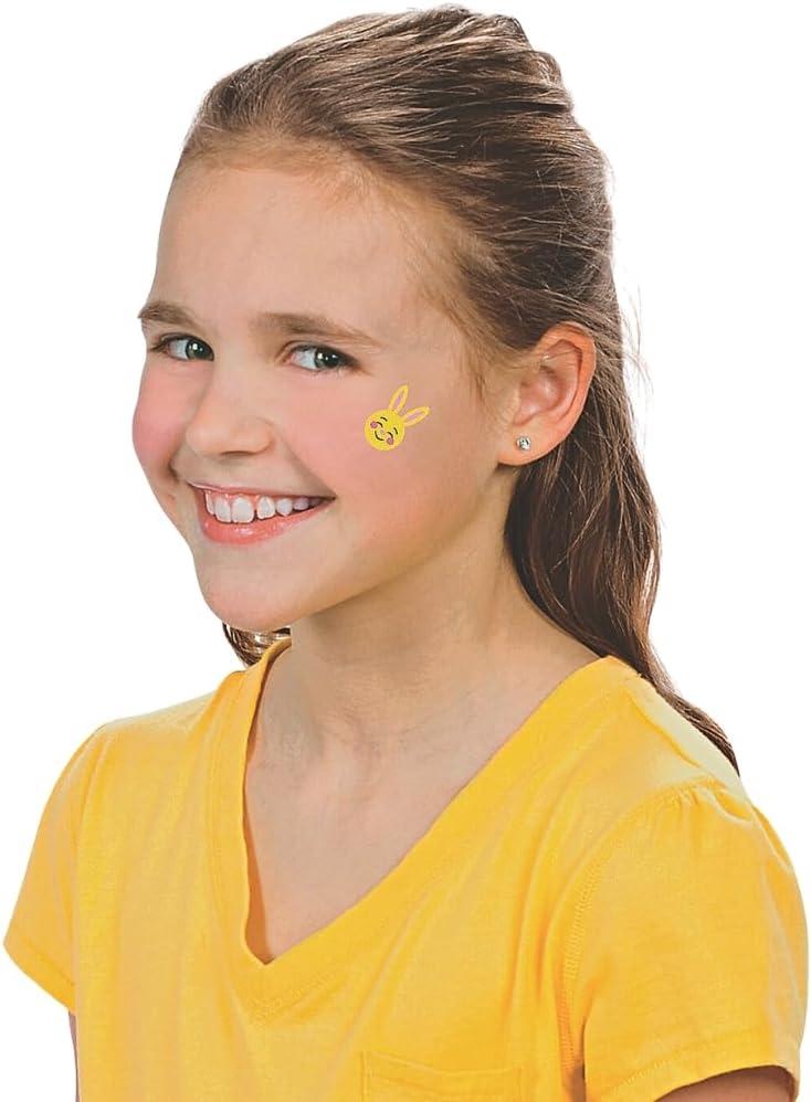 image:imageFun Express Easter Emoji Temporary Tattoos For Kids Bulk Set of 72 Easter Egg Filler And Basket Toys