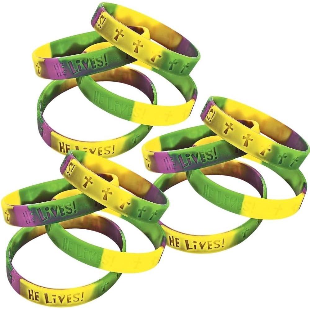 image:imageFun Express  Silicone He Lives Bracelet 1dz for Easter  Jewelry  Bracelets  Rubber Bracelets  Easter  12 Pieces