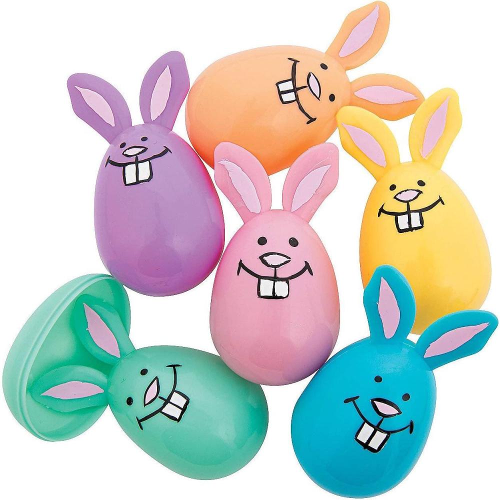 image:imageFun Express 3 12 Pastel Bunny Easter Eggs 12 Pieces Plastic Egg Containers for Easter Parties Cute Bunny Shape Perfect for Filling with Treats amp Surprises