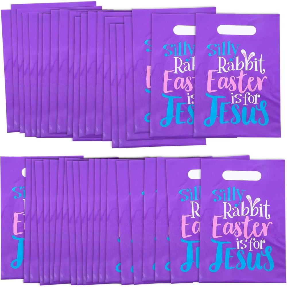 image:imageFun Express 7 X 9 12 Bulk Small Silly Rabbit Easter Is For Jesus Plastic Goody Bags 50 Piece