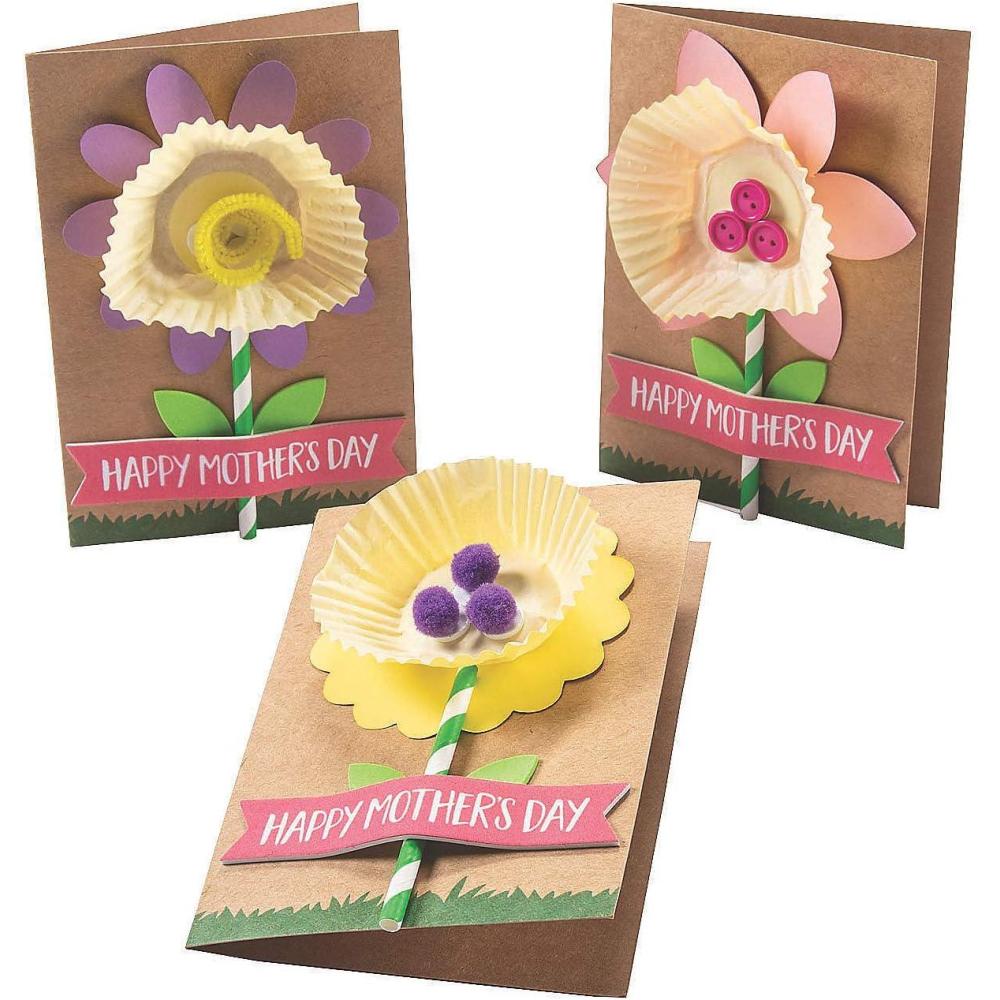 image:imageFun Express Card Making Kit for Kids Spring Crafts Flower Bouquet DIY Set Makes 12 Cards Mothers Day Crafts for Kids Classroom Greeting Card Making Supplies with Blank Cards for Girls Ages 68