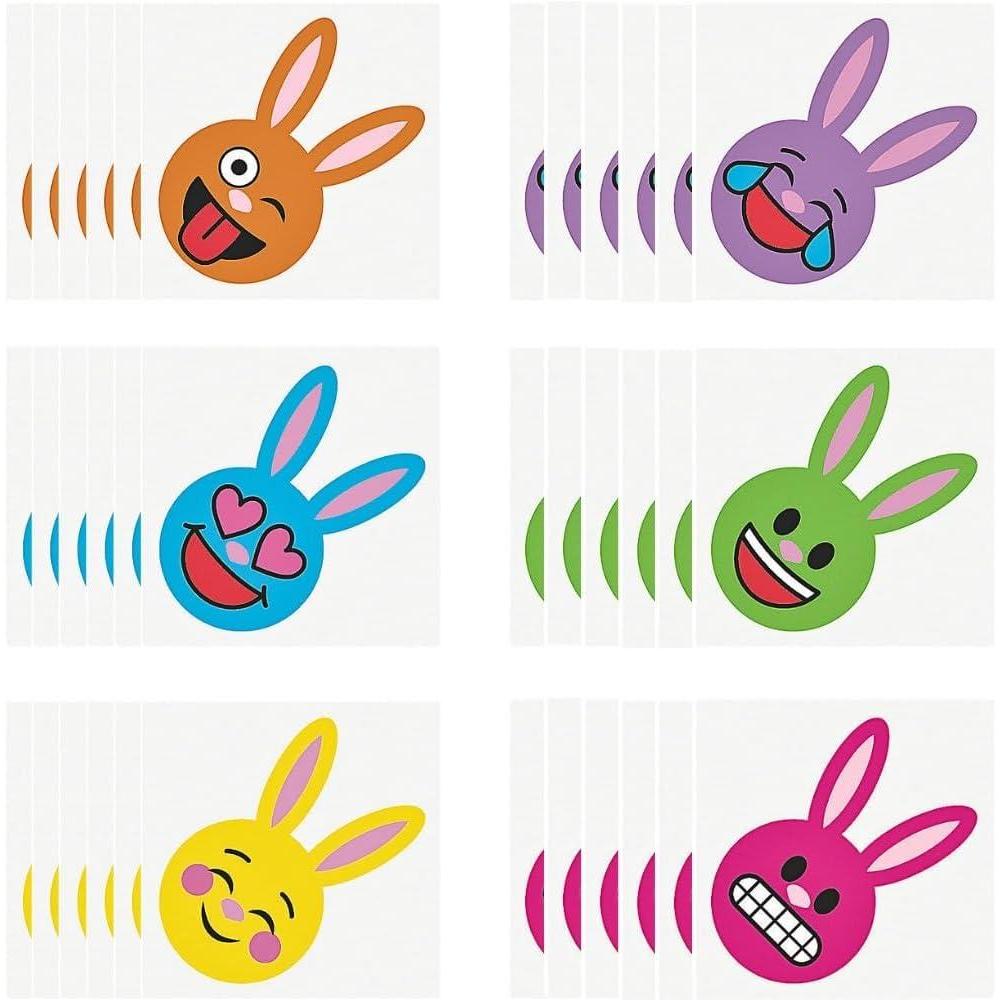 image:imageFun Express Easter Emoji Temporary Tattoos For Kids Bulk Set of 72 Easter Egg Filler And Basket Toys
