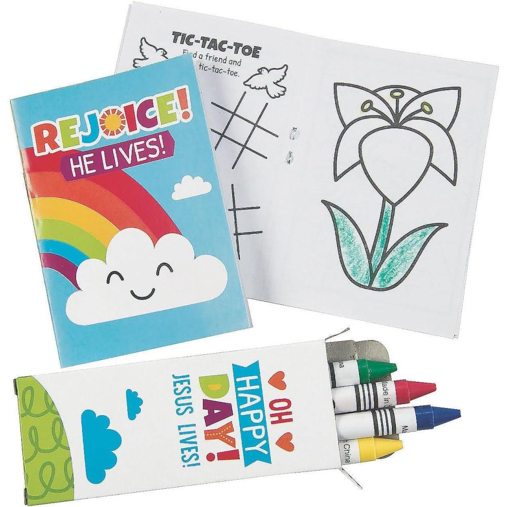 image:imageFun Express He Lives Mini Activity Book Plus Caryons Sets For Easter 12 Activity Books And 12 Crayon Boxes Religious Easter Gifts And Sunday School Activities NonToxic