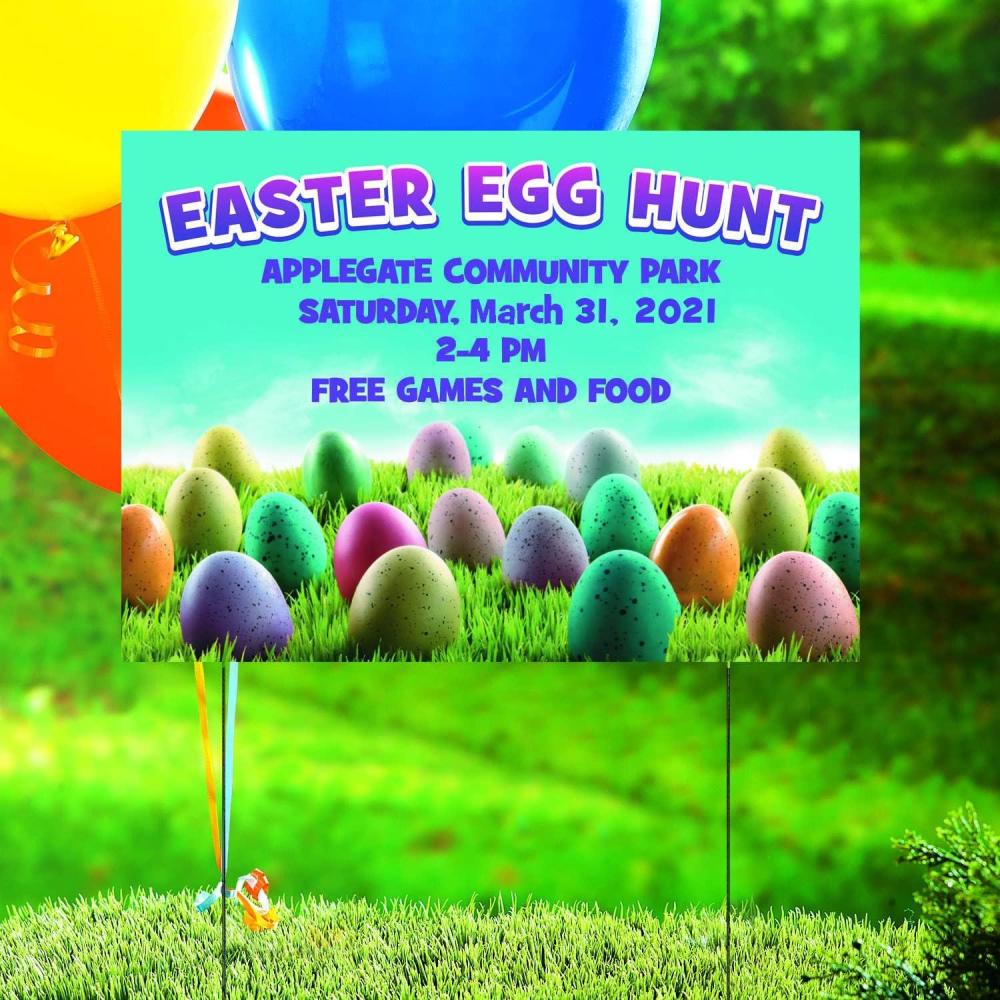 image:imageFun Express Personalized Easter Egg Hunt Yard Sign  Customizable Vibrant Outdoor Party Decor for Easter Celebrations  Spring Yard Displays Holiday Events  Family Gatherings  1 Piece  Multicolor