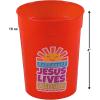 Fun Express 12 Pieces JESUS LIVES Plastic Cups for Easter – 10 Ounce, BPA Free Plastic, Drinkware, Reusable for Easter Party Supplies, Multi-Color