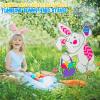 Fun Express 4 Pieces 20″x28″ Large Tumbling Easter Bunny Yard Signs Decorations with Stakes – White – Weather Resistant Corrugated Plastic