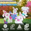Fun Express 4 Pieces 20″x28″ Large Tumbling Easter Bunny Yard Signs Decorations with Stakes – White – Weather Resistant Corrugated Plastic