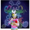 Neon Light Easter Backdrop Banner – Great for Easter Party Scene Setters and Photo Booths – Easter Egg Hunts