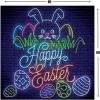Neon Light Easter Backdrop Banner – Great for Easter Party Scene Setters and Photo Booths – Easter Egg Hunts
