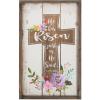 Fun Express He Is Risen Farmhouse Style Easter Wall Sign – Wood, 11.5 x 18.5 inch – Religious Home Decor