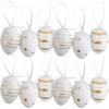 Gold & White Patterned Plastic Easter Ornaments – 12 Pieces