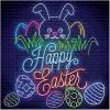 Neon Light Easter Backdrop Banner – Great for Easter Party Scene Setters and Photo Booths – Easter Egg Hunts