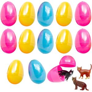2-1/2″ Cat Toy-Filled Plastic Easter Eggs – 12 Pieces