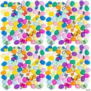Fun Express 2 1/2″ Mega Bulk 200 Pc. Animal Theme Toy-Filled Plastic Easter Eggs for Easter Egg Hunts, School, Church & Events