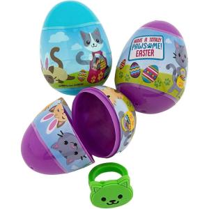 Fun Express 2 1/4″ Cat Toy-Filled Plastic Easter Eggs – 12 Pieces