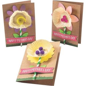 Fun Express Card Making Kit for Kids – Spring Crafts Flower Bouquet DIY Set Makes 12 Cards | Mothers Day Crafts for Kids Classroom | Greeting Card Making Supplies with Blank Cards for Girls Ages 6-8
