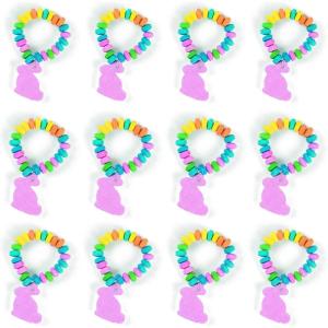 Fun Express Easter Candy Stretchable Edible Bunny Bracelets – Great for Easter Egg Hunts and Other and Spring Celebrations (12 Pieces)