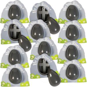 Fun Express Glow in The Dark He Has Risen Tomb Plastic Easter Eggs with Cross – 12 Eggs – Multi-Colored – Great for School and Church Easter Egg Hunts