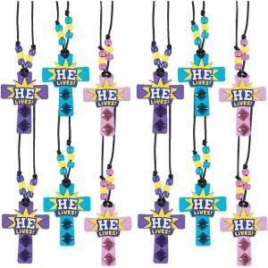 He Lives Necklace Craft Kit, Makes 12 – DIY Easter Crafts for Kids and Fun Home Activities