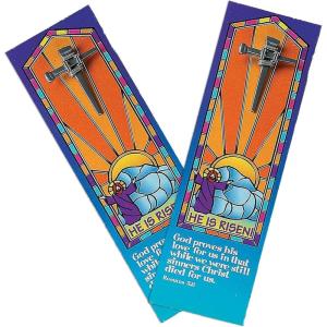 His is Risen Nail Cross Pin & Bookmarks – Set of 12 Each – Easter, Church and Sunday School Supplies