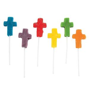 Mini Cross Shaped SFun Express Cross Shaped Lollipops Scripture Candy – 144 Individually Wrapped Religious Suckers for Easter, Church Events & Sunday School | Christian Candy Bulk with Bible Verses in 6 Fruit Flavorsuckers (144 Individually Wrapped) Assorted Flavors and Colors