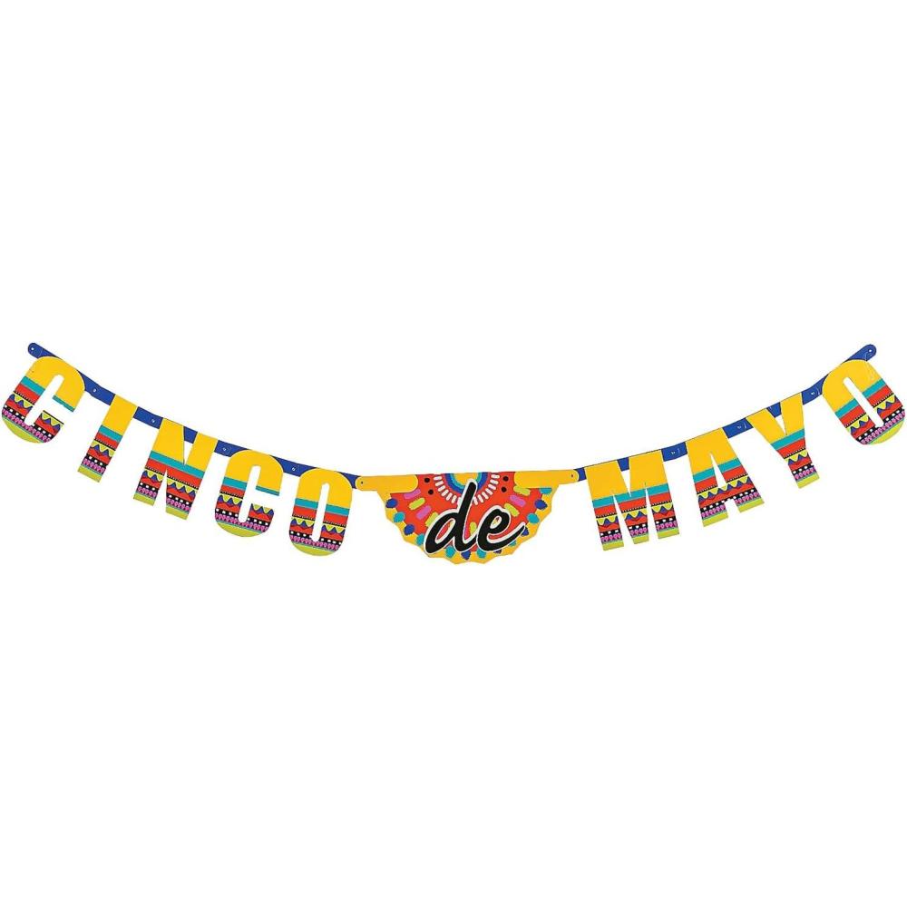 image:imageFun Express Vibrant Cinco De Mayo Cardboard Jointed Banner 6 ft x 85 1 Pc Dazzling Multicolor Display Perfect Festival amp Party Decor