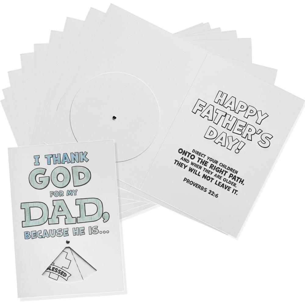 image:imageFun Express 5 12 x 7 34 Religious Color Your Own Fathers Day Cards with Spinner Wheel 12 Pc