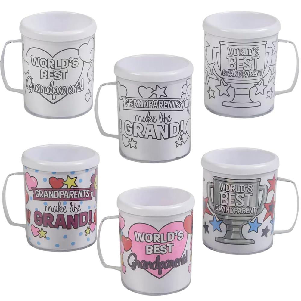 image:imageFun Express 8 oz Color Your Own Grandparents Day BPAFree Plastic Mugs 12 Count