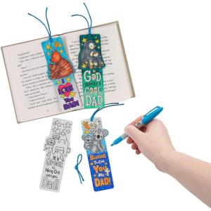 Fun Express 2 3/4″ x 7″ Color Your Own Religious Father’s Day Bookmarks – 12 Piece