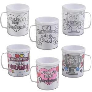 Fun Express 8 oz. Color Your Own Grandparent’s Day BPA-Free Plastic Mugs – 12 Count