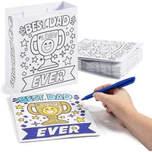 Fun Express Color Your Own Father’s Day Paper Gift Bag Medium 7 1/4″ x 9″ – 12 Pc