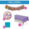 100 Piece Candy World Party Disposable Tableware Kit For 48 Guests, Napkins, Plates and Table Cover Included