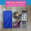 131 Piece Action Movie Robots Party Disposable Tableware Kit For 24 Guests, Includes Plates, Napkins, Silverware, Tattoos and Tablecloth, Great for Birthdays