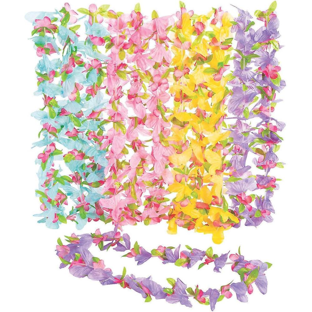 image:imageButterfly Flower Leis Set of 12 in Assorted Colors Luau Tiki and Party Apparel Accessories