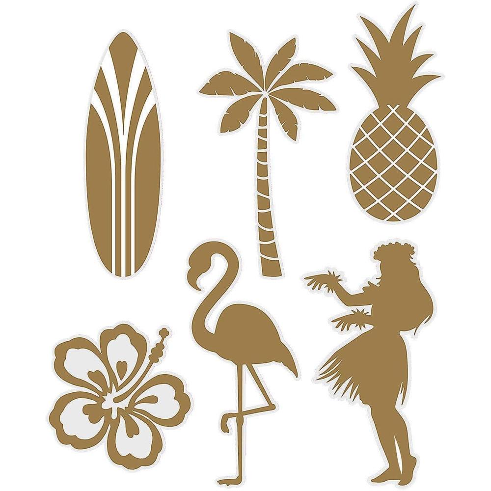 image:imageFun Express Gold Silhouette Luau Cutouts Party Decor Wall Decor Cutouts 12 Pieces
