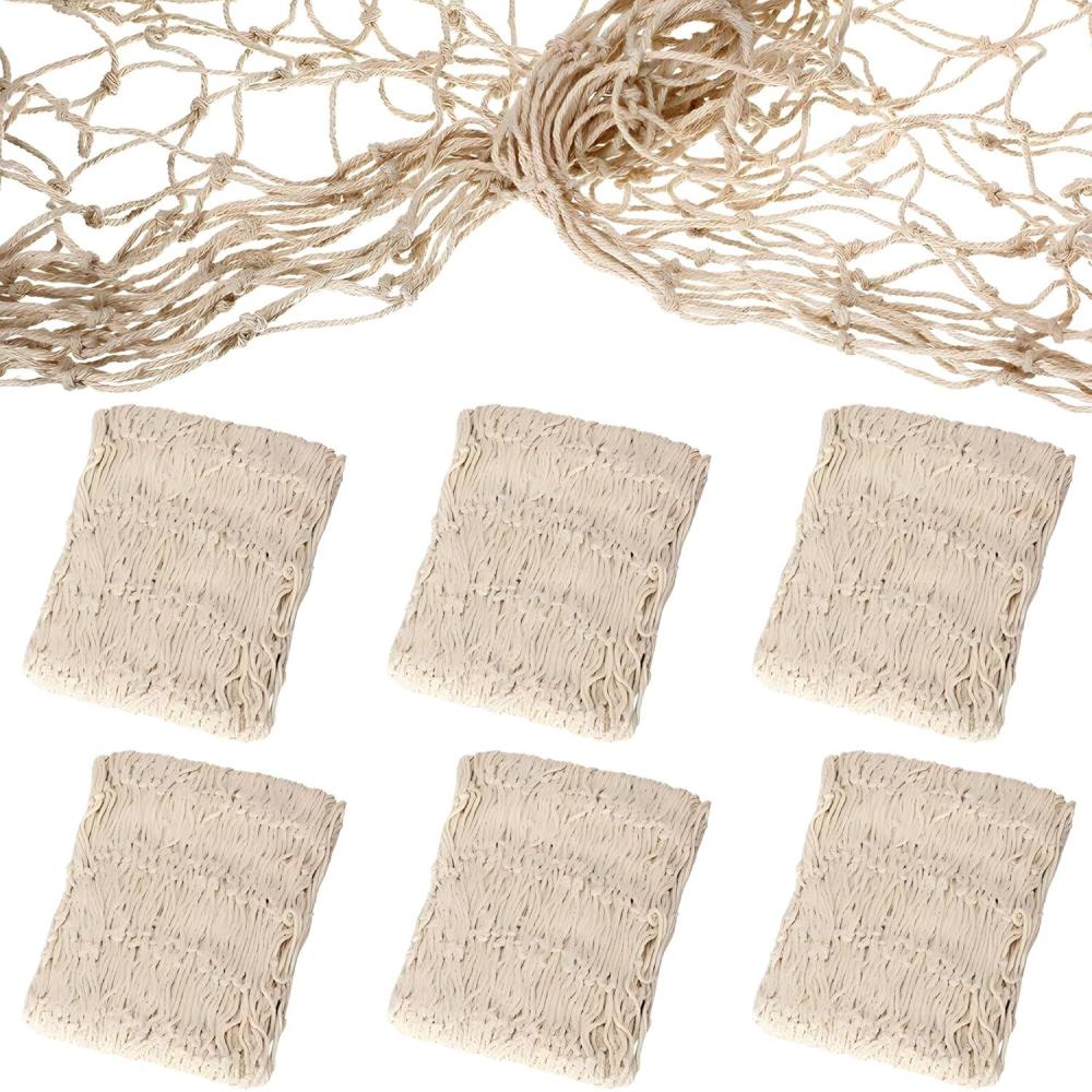 image:imageFun Express 6 pieces Natural Cotton Fish Net Wall Decorations 14 ft x 4 ft each Beach Theme Decor Luau