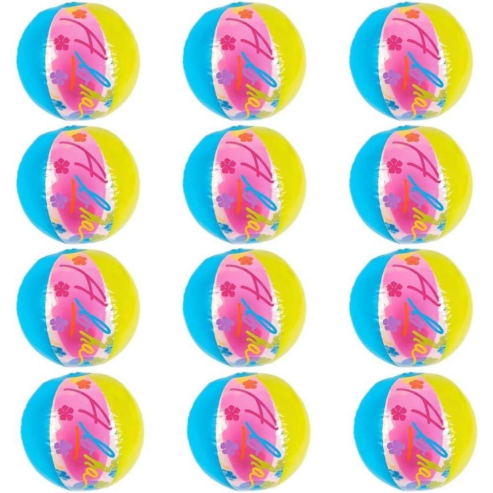 image:imageFun Express Aloha Beach Balls 12 Pack Inflatable Pool Toys for Kids amp Adults Tropical Luau Party Favors amp Hawaiian Decorations Summer Water Games for Beach Party amp Pool Party Supplies