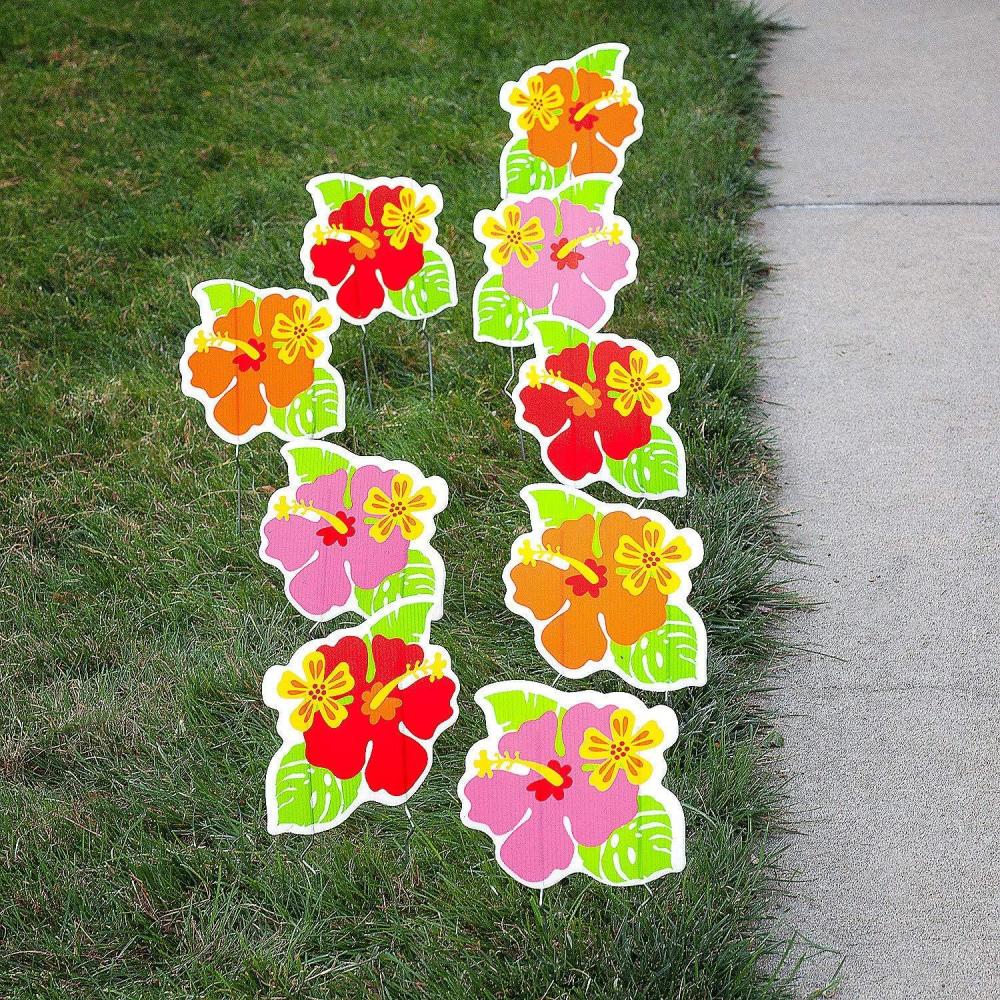 image:imageFun Express Mini Luau Sidewalk Signs  8x775 inch  Party Decor for Tropical Themed Events Luaus and Summer Celebrations  6Pieces